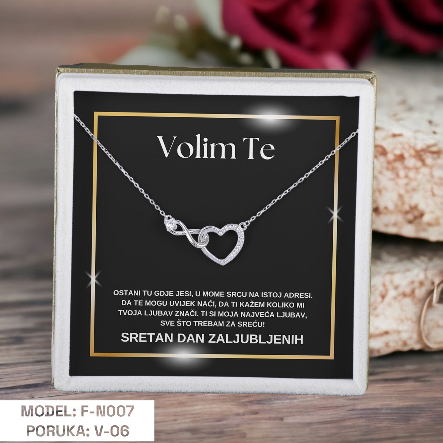Poklon za Valentinovo - Srebreni Lančić sa Emotivnom Porukom - Dan Zaljubljenih