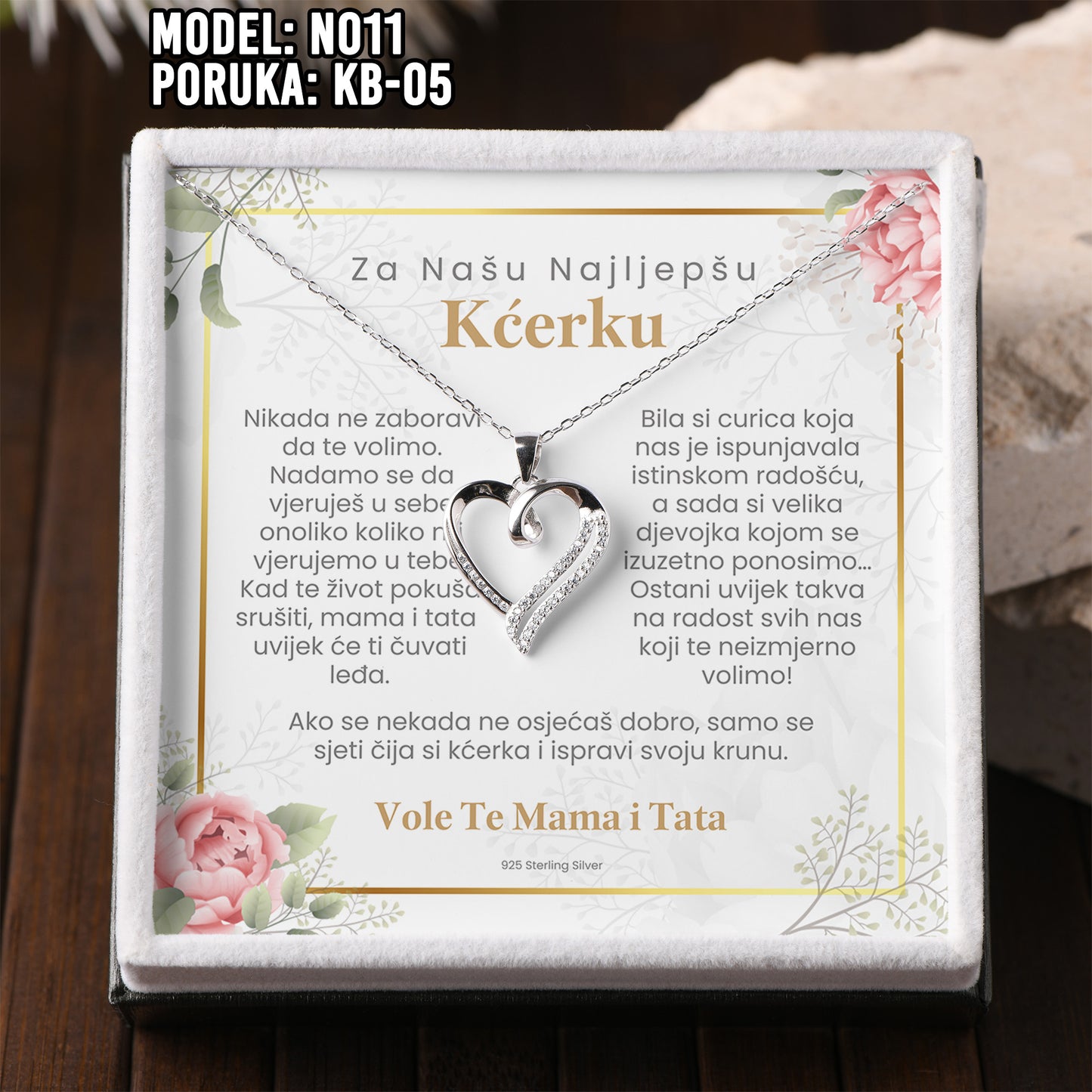 Bajramski Poklon za kćerku – Ogrlica Srce od 925 srebra i Poruka