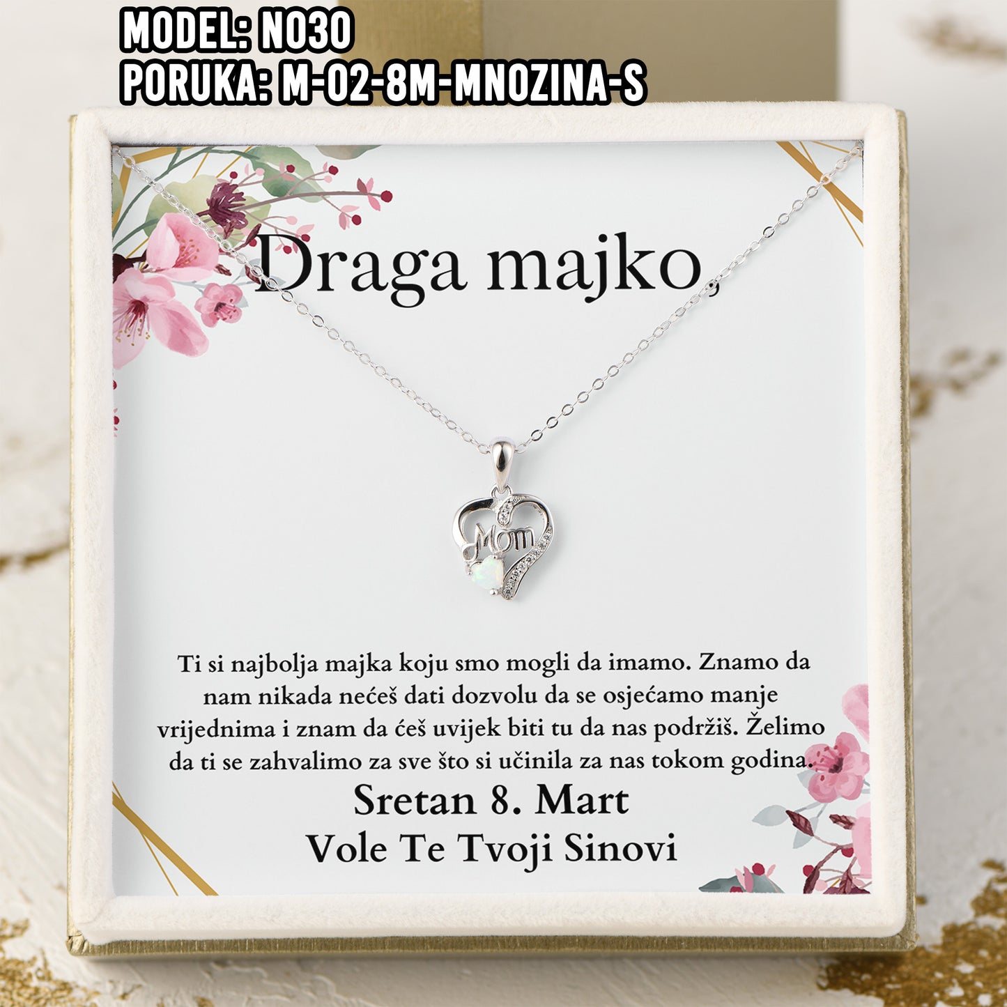 Poklon za 8. Mart za Majku - 925 Srebreni Lančić sa Emotivnom Posvetom