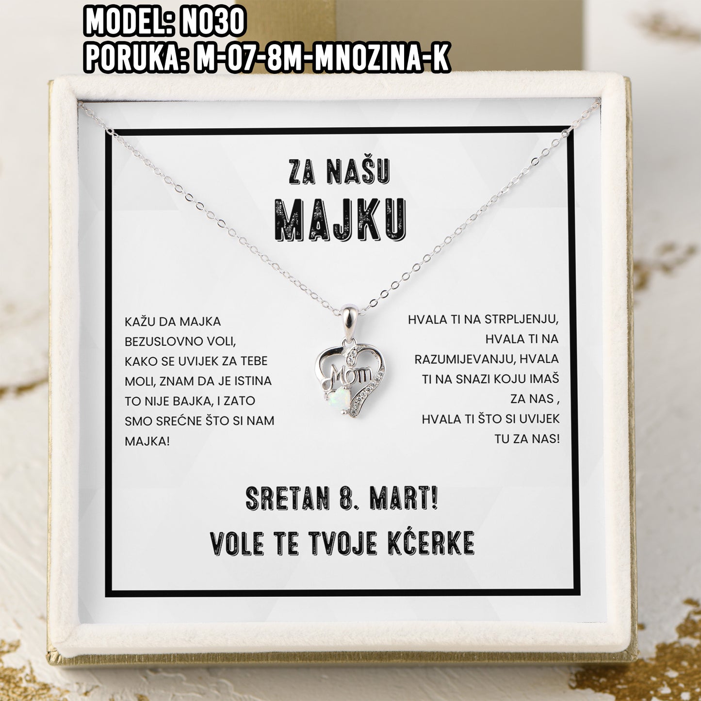 Poklon za 8. Mart za Majku - 925 Srebreni Lančić sa Emotivnom Posvetom