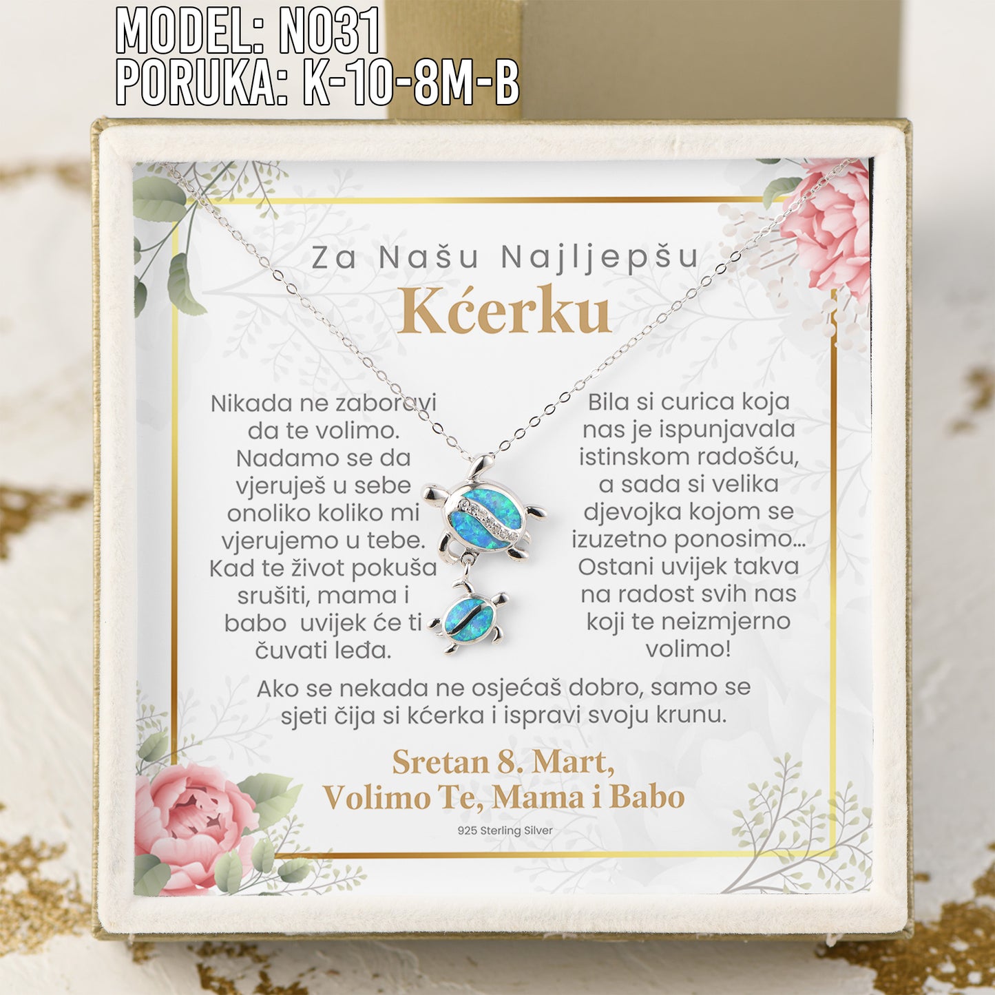 Poklon za Kćerku - 925 Srebreni Lančić sa Emotivnom Posvetom