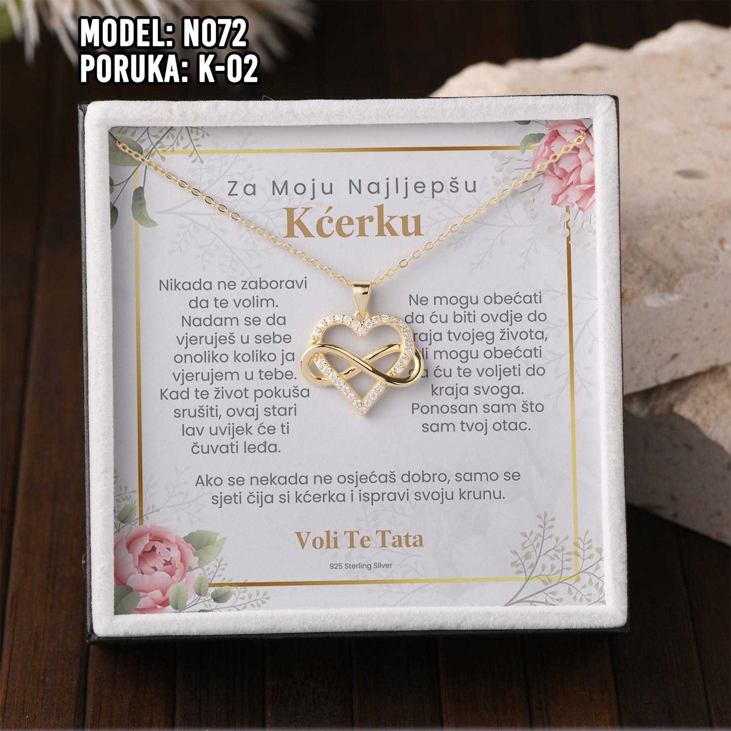 925 Srebreni Lančić - 14k Pozlata - Poklon za Kćer sa Posvetom ✨💖