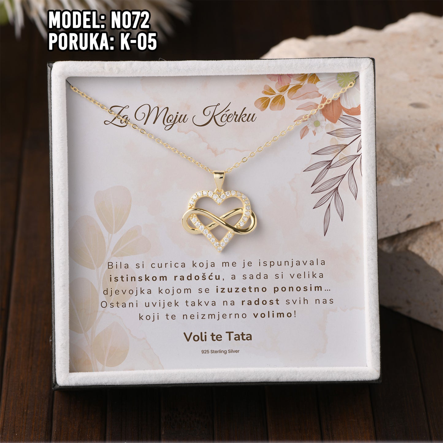 925 Srebreni Lančić - 14k Pozlata - Poklon za Kćer sa Posvetom ✨💖