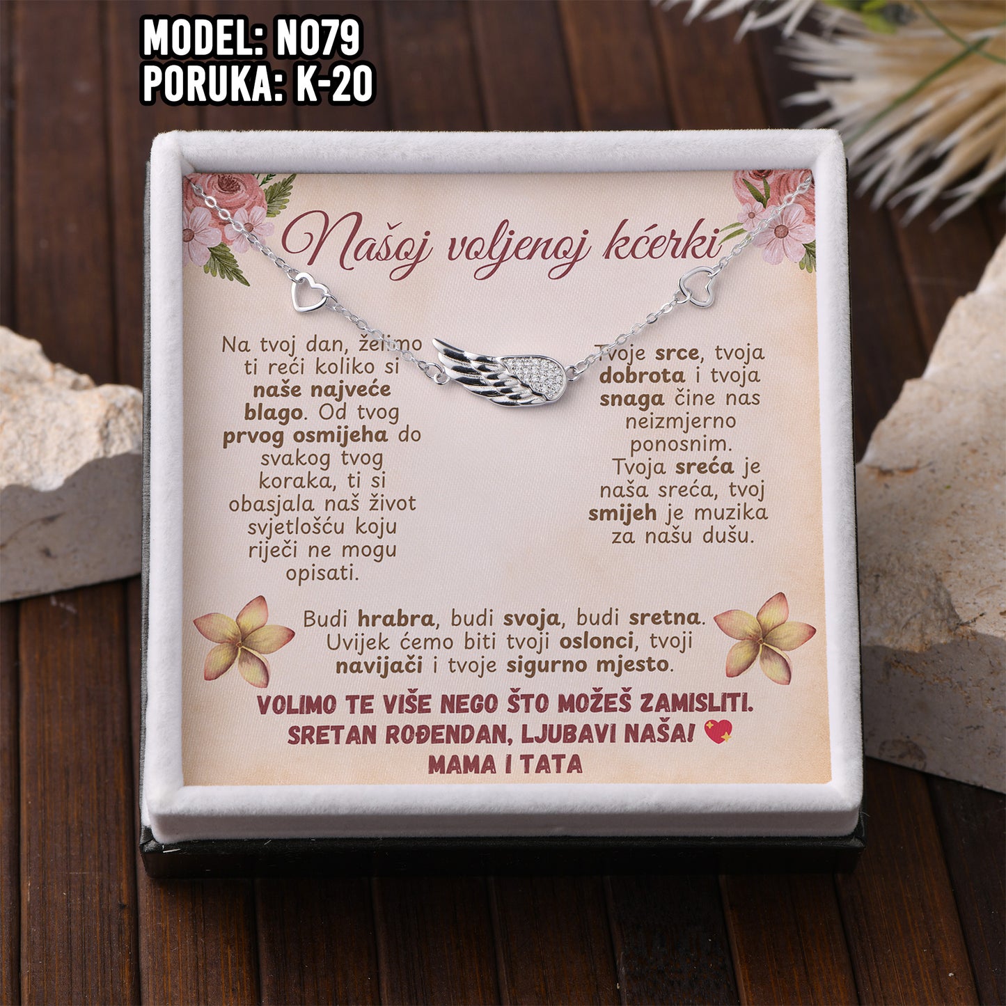 Narukvica “Krilo anđela” – Poklon za Kćerku | 925 srebro + poruka