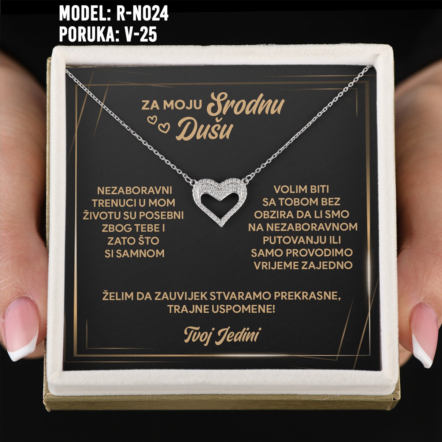 925 Srebrena Ogrlica sa Emotivnom Porukom - Poklon za Dan Zaljubljenih