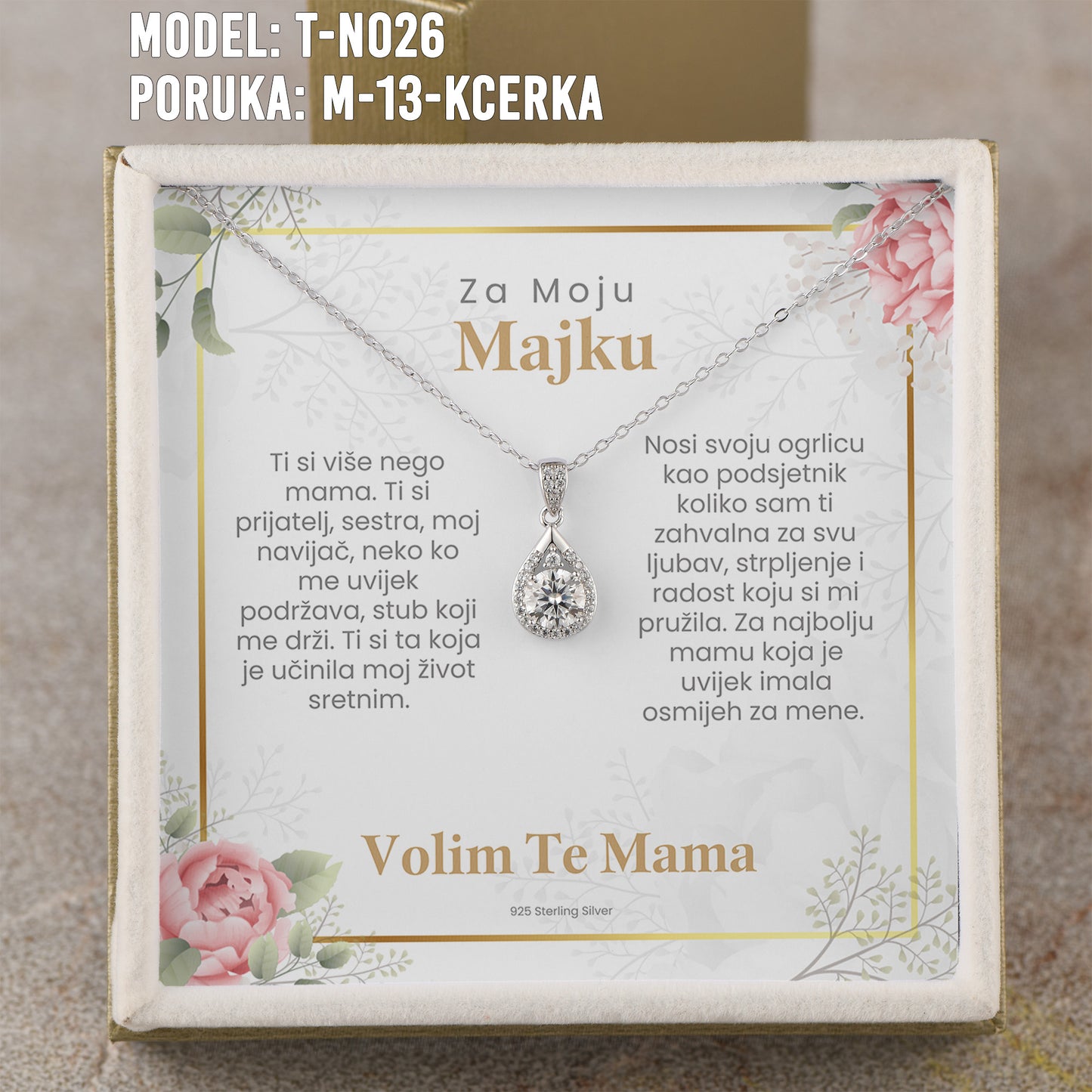 Poklon za Mamu - 925 Srebreni Lančić sa Porukom Koja Ima Značenje