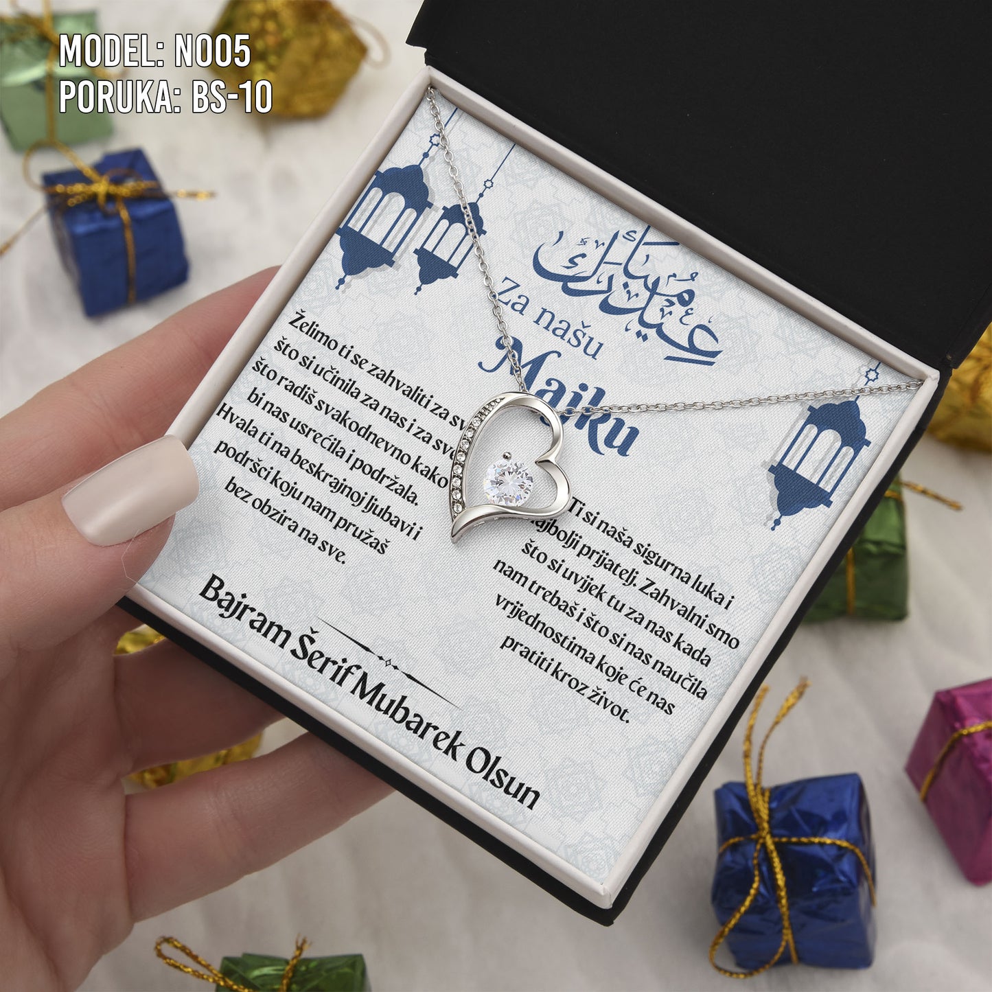 Bajramska poklon ogrlica za mamu od 925 srebra – poklon sa emotivnom porukom
