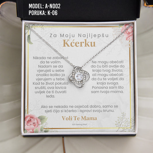 Za Moju Najljepšu Kćerku - 925 Srebreni Lančić - Poklon za Kćerku sa Porukom od Mame - Voli Te Mama