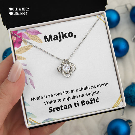 Majko Sretan ti Božić - 925 Srebreni Lančić - Poklon za Mamu sa Porukom