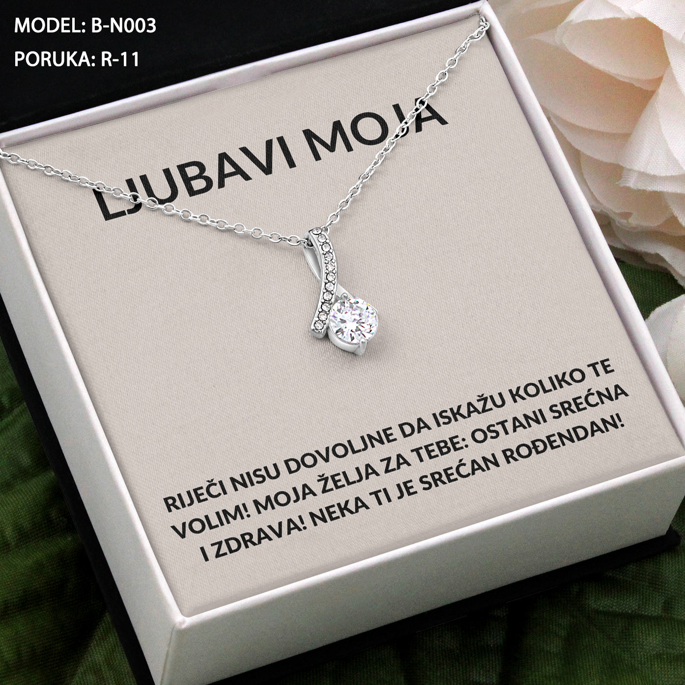 Za Suprugu ili Djevojku - 925 Srebreni Lančić - Ljubavi Moja Srećan Rođendan