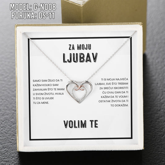 Za Moju Ljubav - 925 Srebreni Lančić Srce- Poklon za Djevojku/Suprugu sa Porukom Volim Te