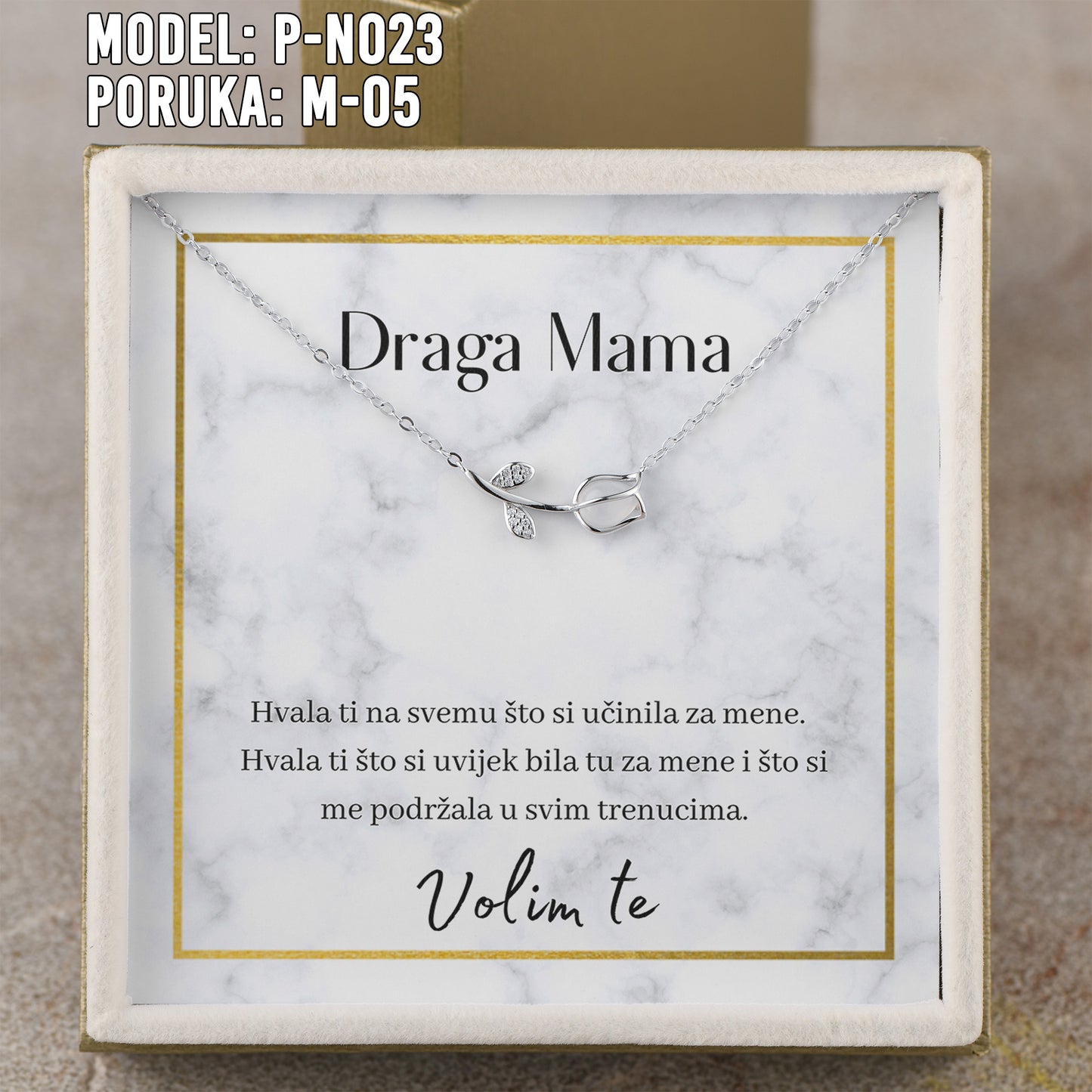Draga Mama- 925 Srebreni Lančić - Poklon za Mamu - Volim te