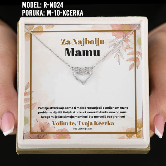 Za Najbolju Mamu - 925 Srebreni Lančić - Poklon za Mamu od Kćerke - Volim te, Tvoja Kćerka
