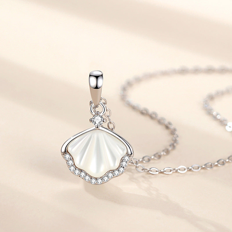 Za Moju Majku - 925 Srebreni Lančić Školjka - Poklon za Majku sa Porukom od Sina