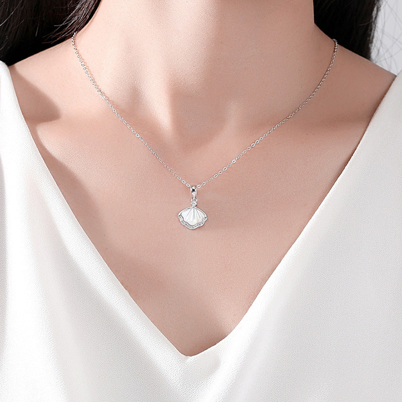 Za Moju Majku - 925 Srebreni Lančić Školjka - Poklon za Majku sa Porukom od Kćerke