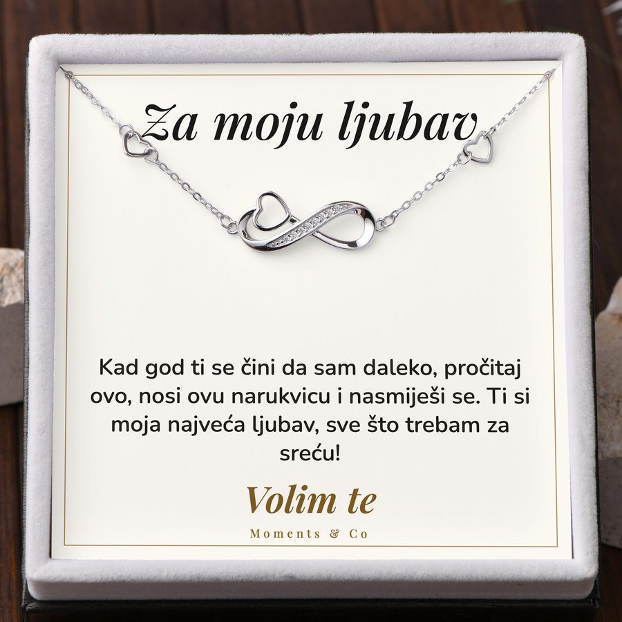 Srebrna narukvica sa porukom u poklon kutiji