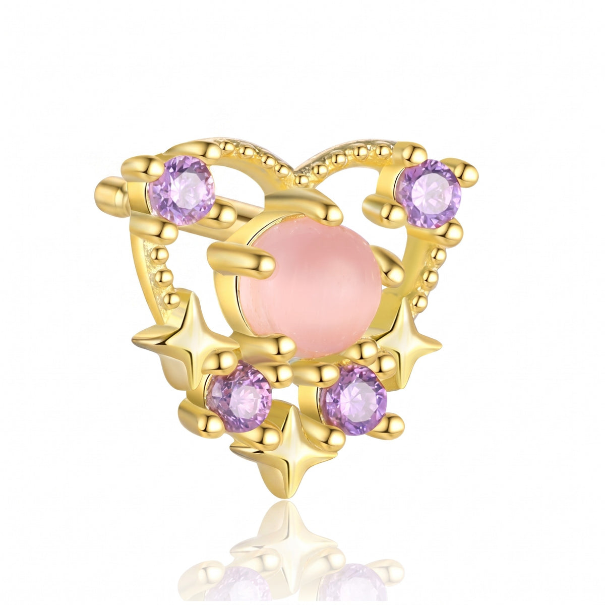 Minđuše ornament sa roze mačjim okom