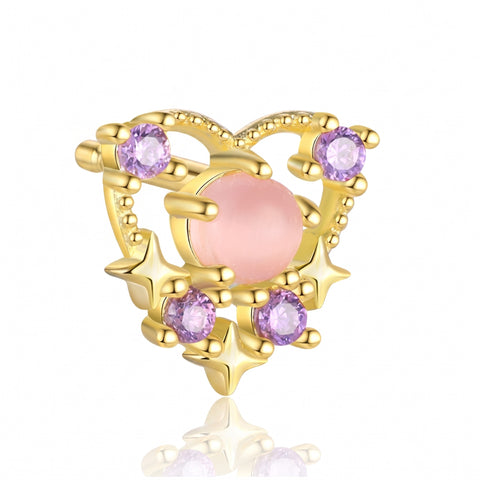 Minđuše ornament sa roze mačjim okom