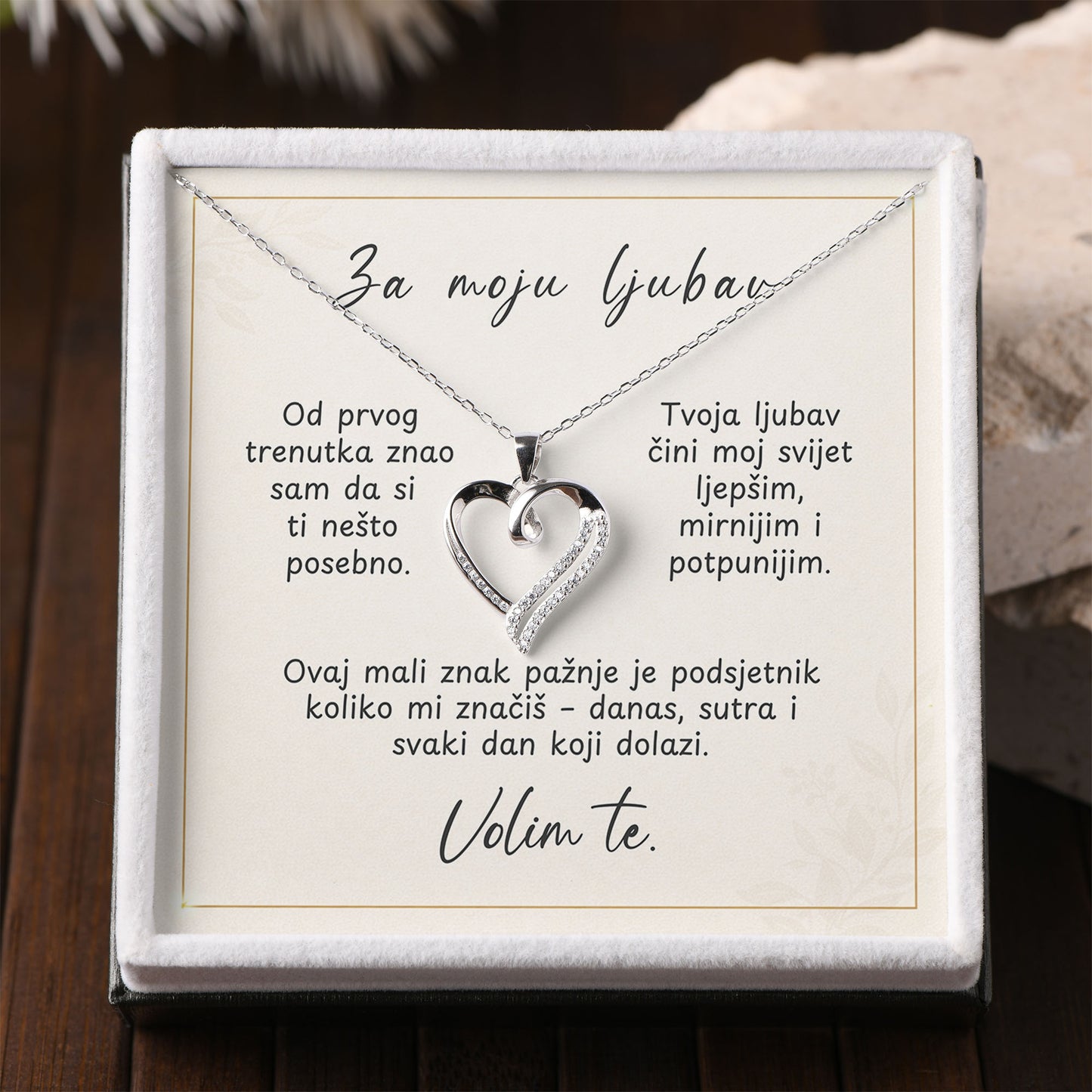 925 Srebrni Lančić “Srce” – Poklon s Porukom za Voljenu Osobu