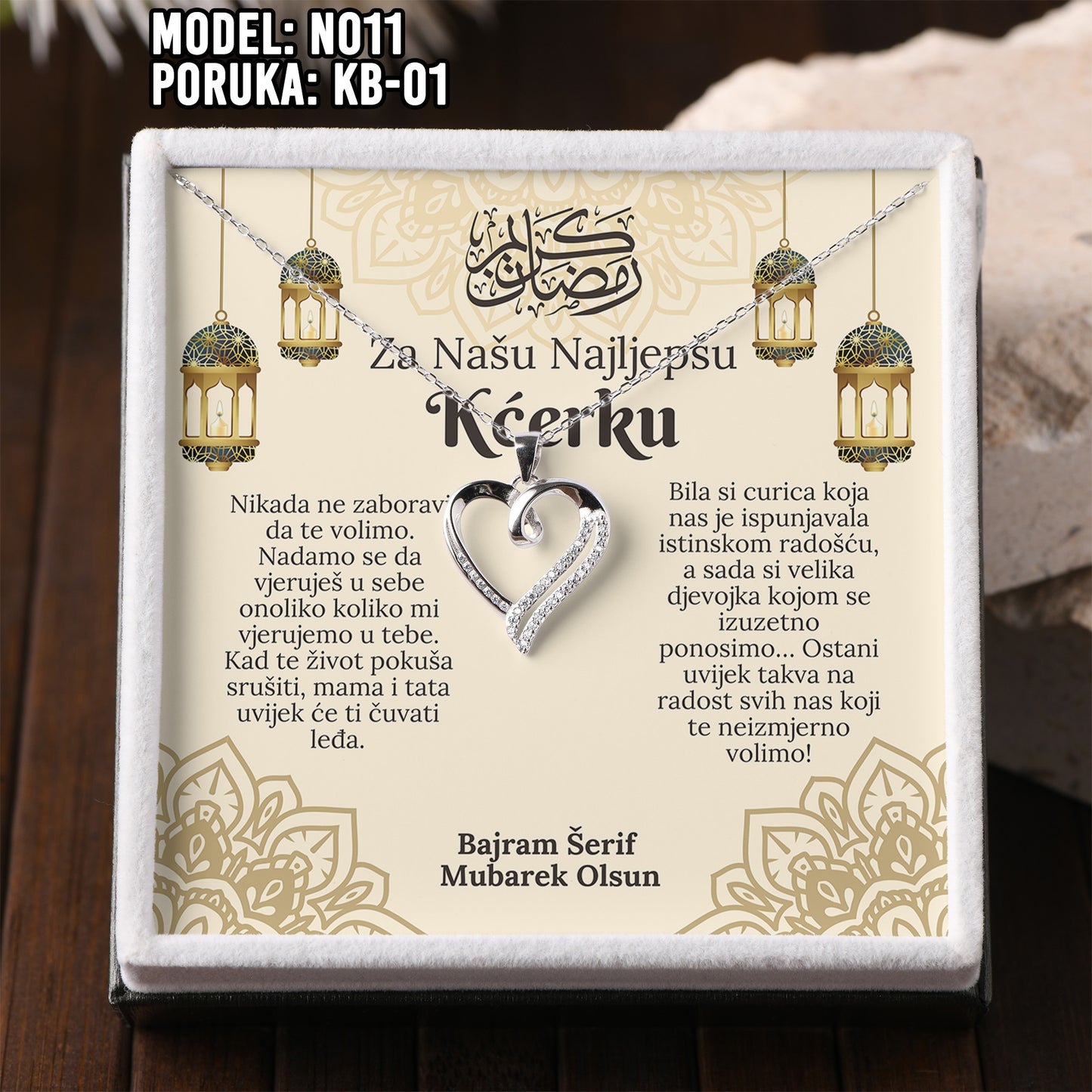 Bajramski Poklon za kćerku – Ogrlica Srce od 925 srebra i Poruka