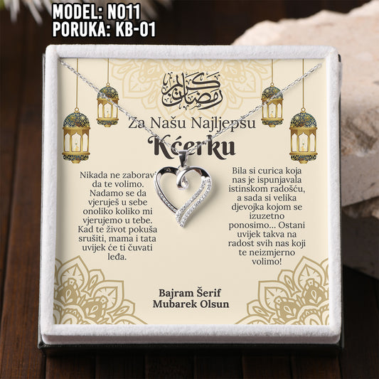 Bajramski Poklon za kćerku – Ogrlica Srce od 925 srebra i Poruka