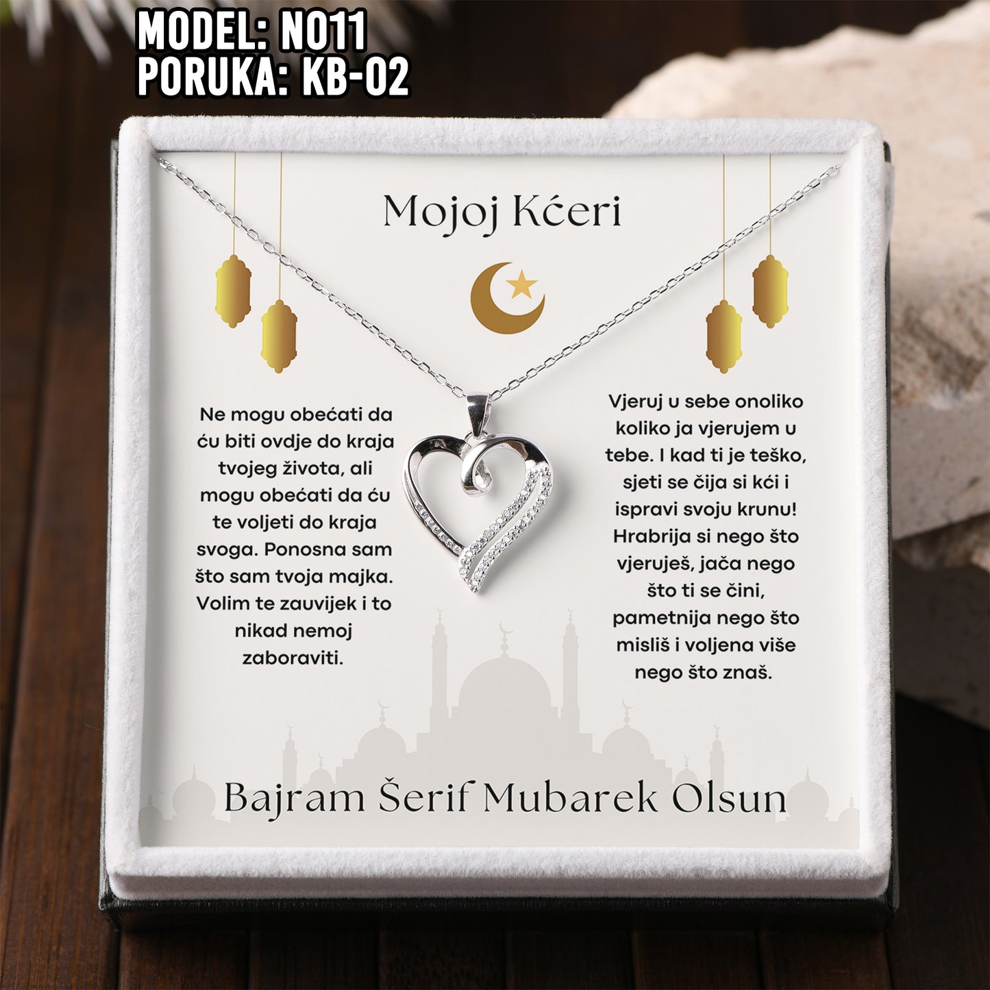 Bajramski Poklon za kćerku – Ogrlica Srce od 925 srebra i Poruka
