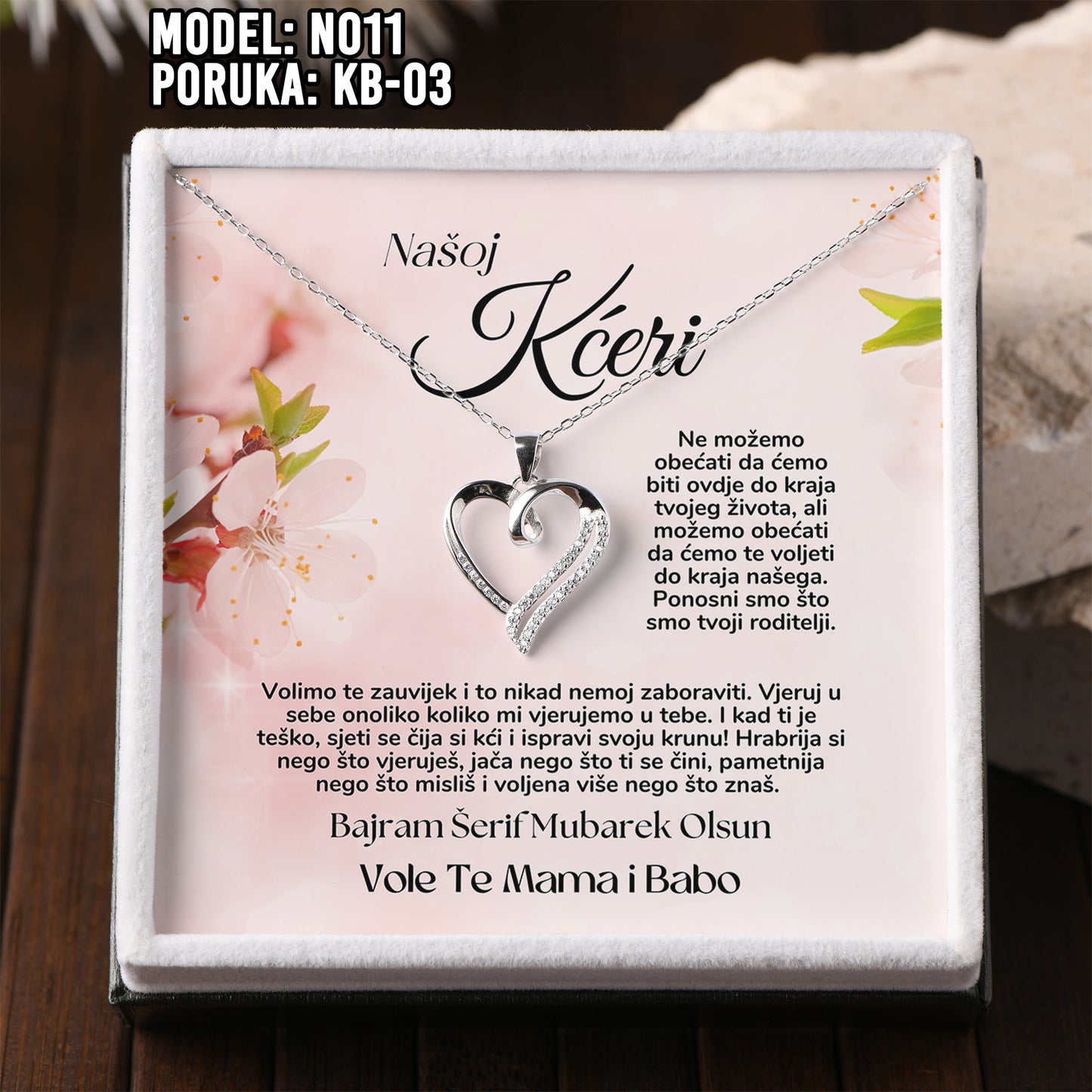 Bajramski Poklon za kćerku – Ogrlica Srce od 925 srebra i Poruka