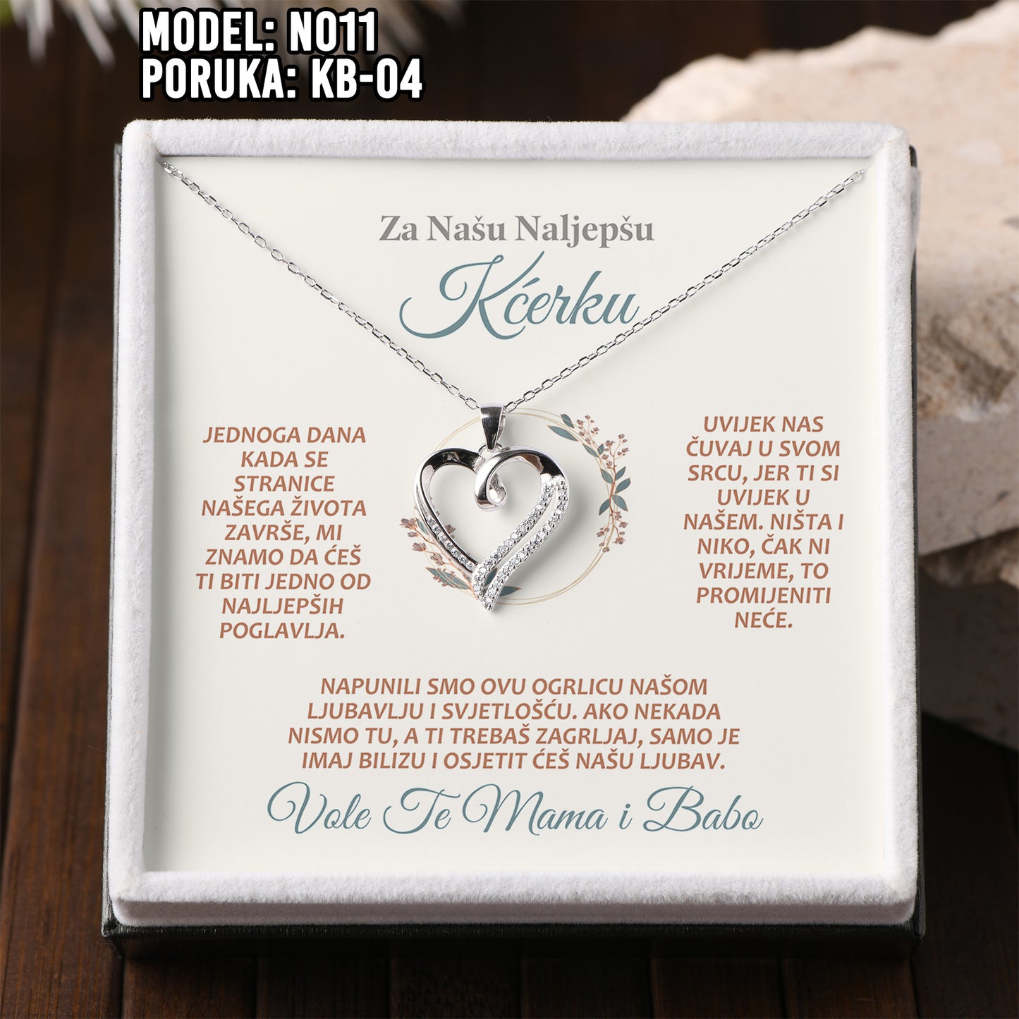 Bajramski Poklon za kćerku – Ogrlica Srce od 925 srebra i Poruka