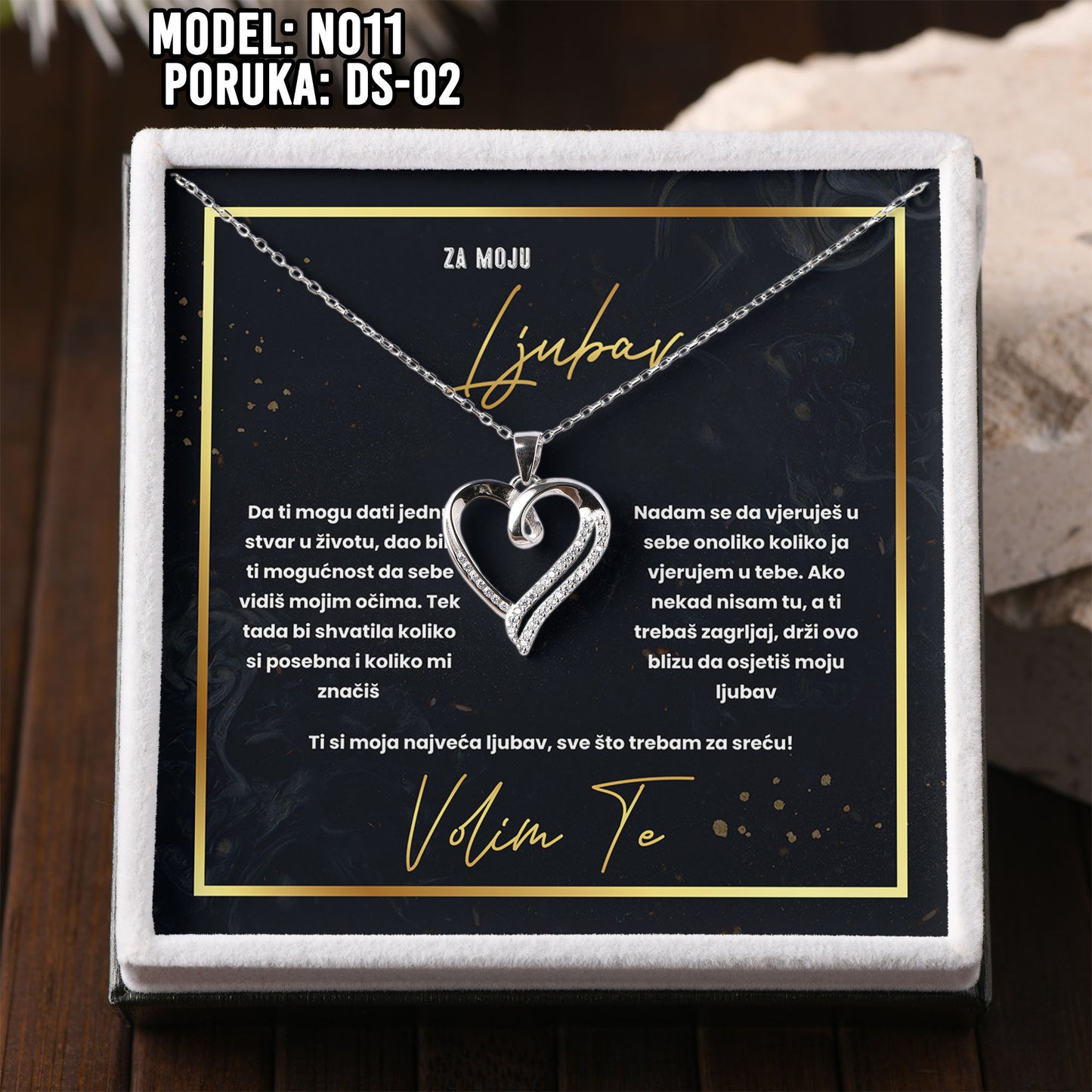 925 Srebrni Lančić “Srce” – Poklon s Porukom za Voljenu Osobu