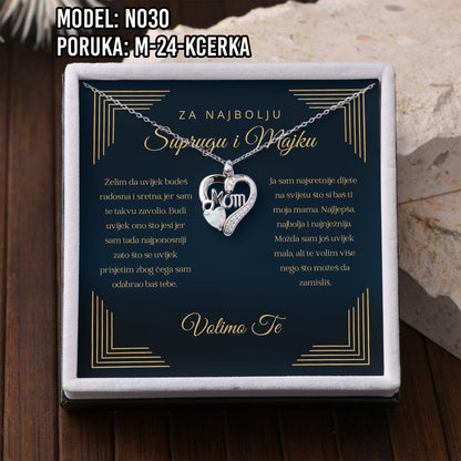 Ogrlica „Mom“ – 925 Srebro s Emotivnom Porukom za Mamu