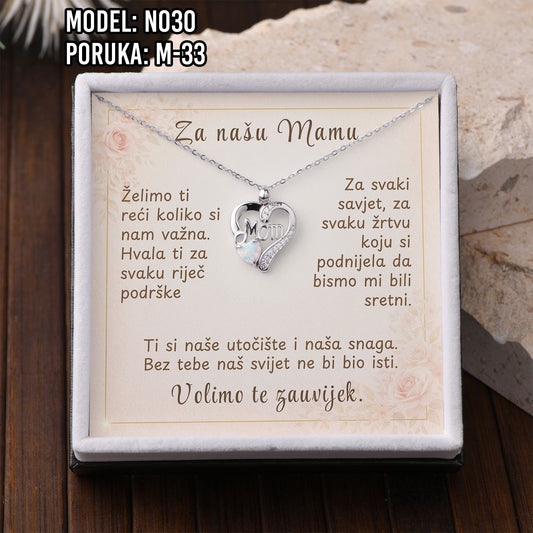 Ogrlica „Mom“ – 925 Srebro s Emotivnom Porukom za Mamu