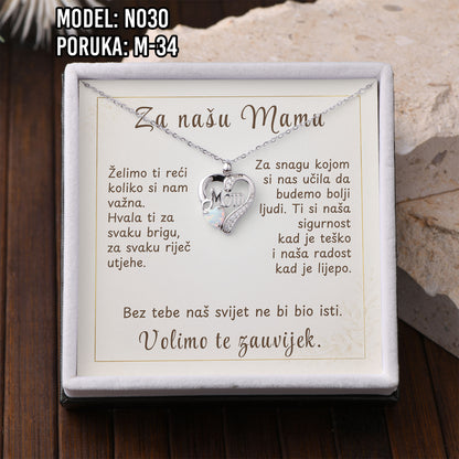 Ogrlica „Mom“ – 925 Srebro s Emotivnom Porukom za Mamu