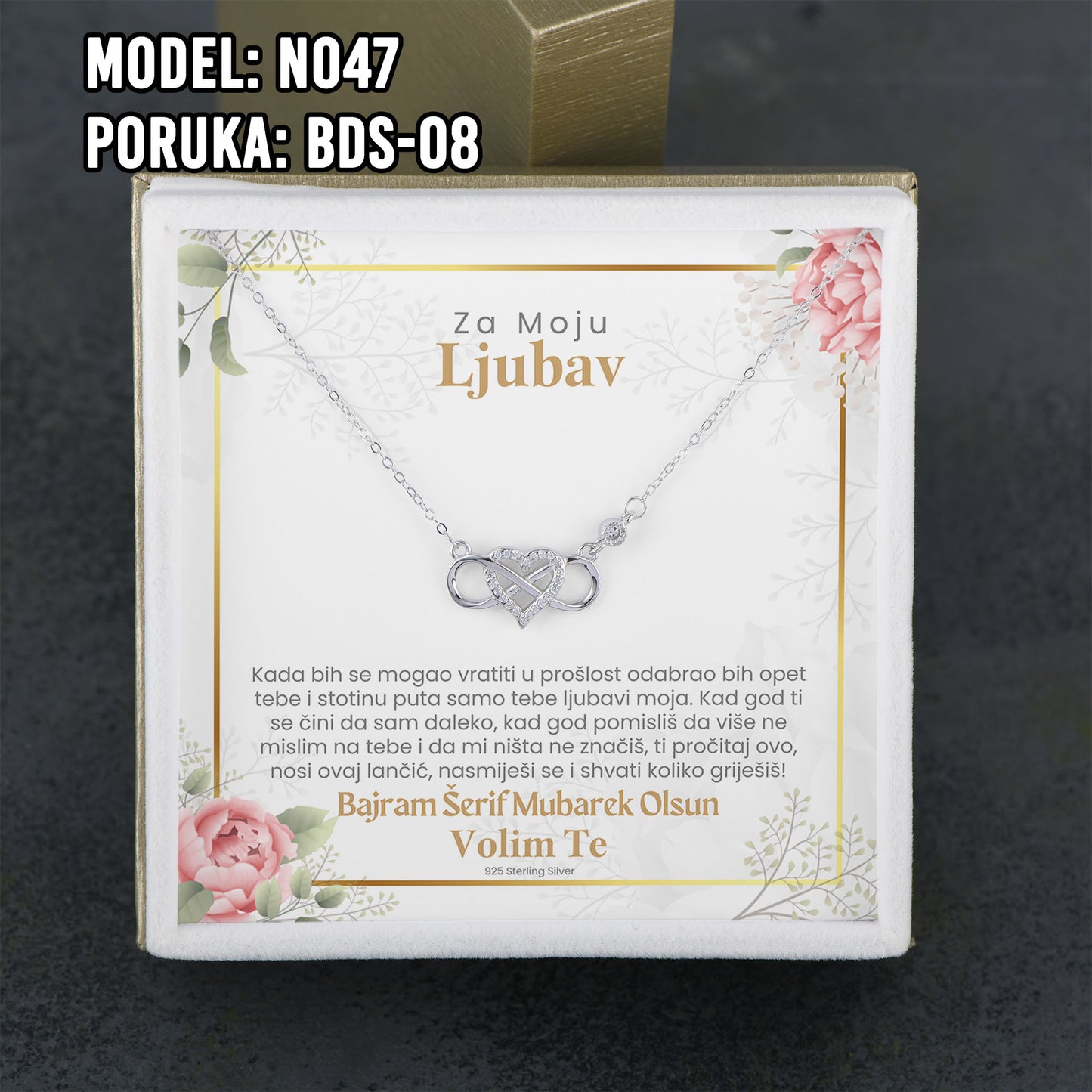 Ogrlica od 925 srebra i porukom – idealan bajramski poklon za nju