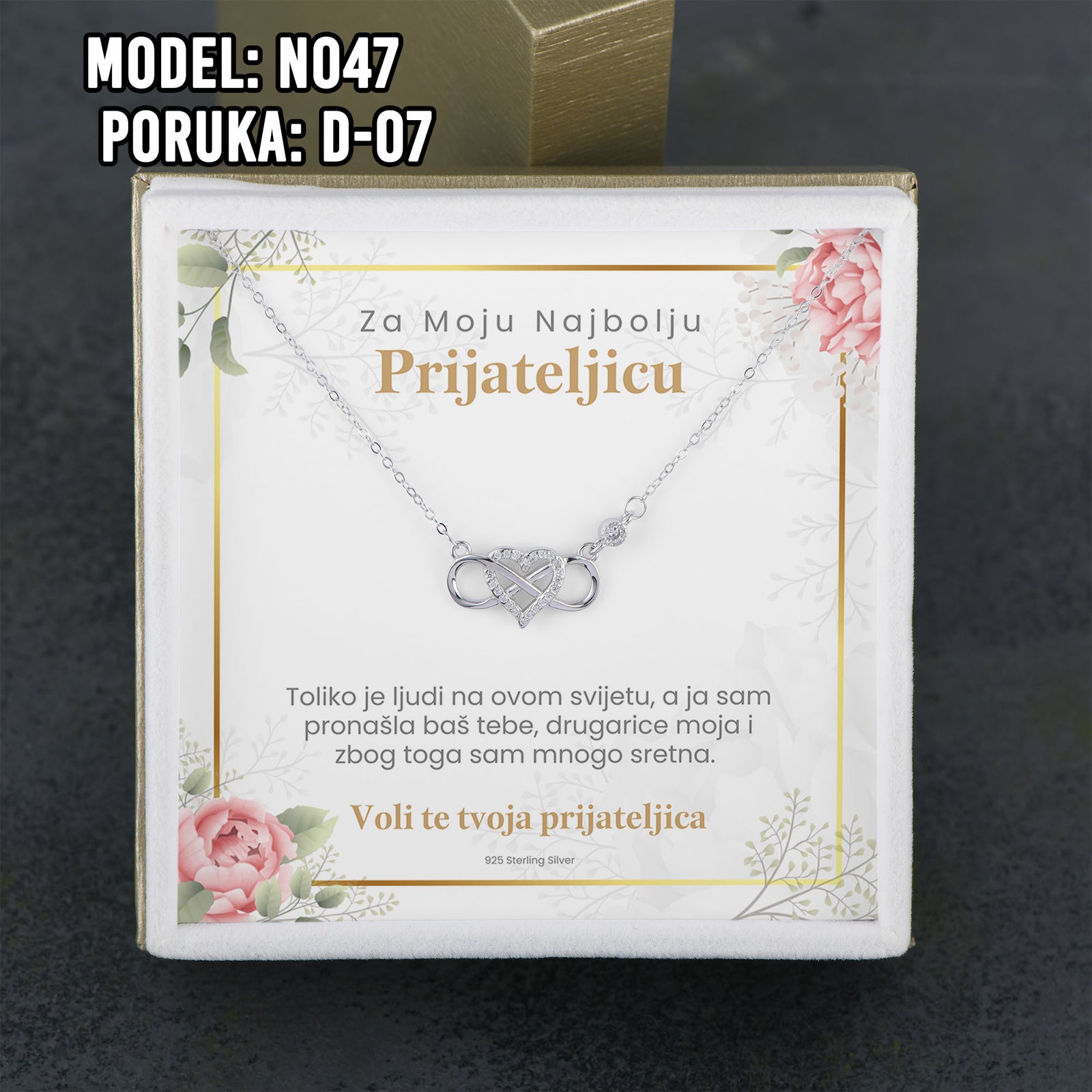 Poklon za Najbolju Prijateljicu – 925 Srebreni Lančić sa Posvetom