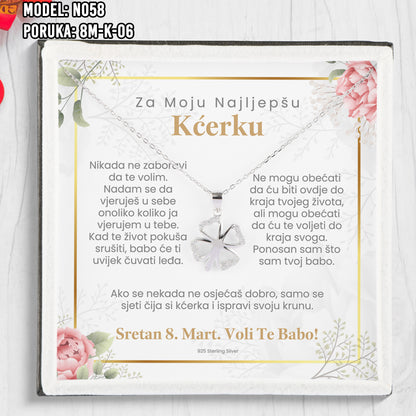Poklon za Kćerku, za 8. Mart - 925 Srebreni Lančić sa Emotivnom Posvetom
