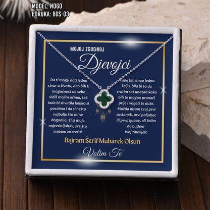 Poklon za Bajram za voljenu osobu – ogrlica sa djetelinom sa 4 lista i porukom