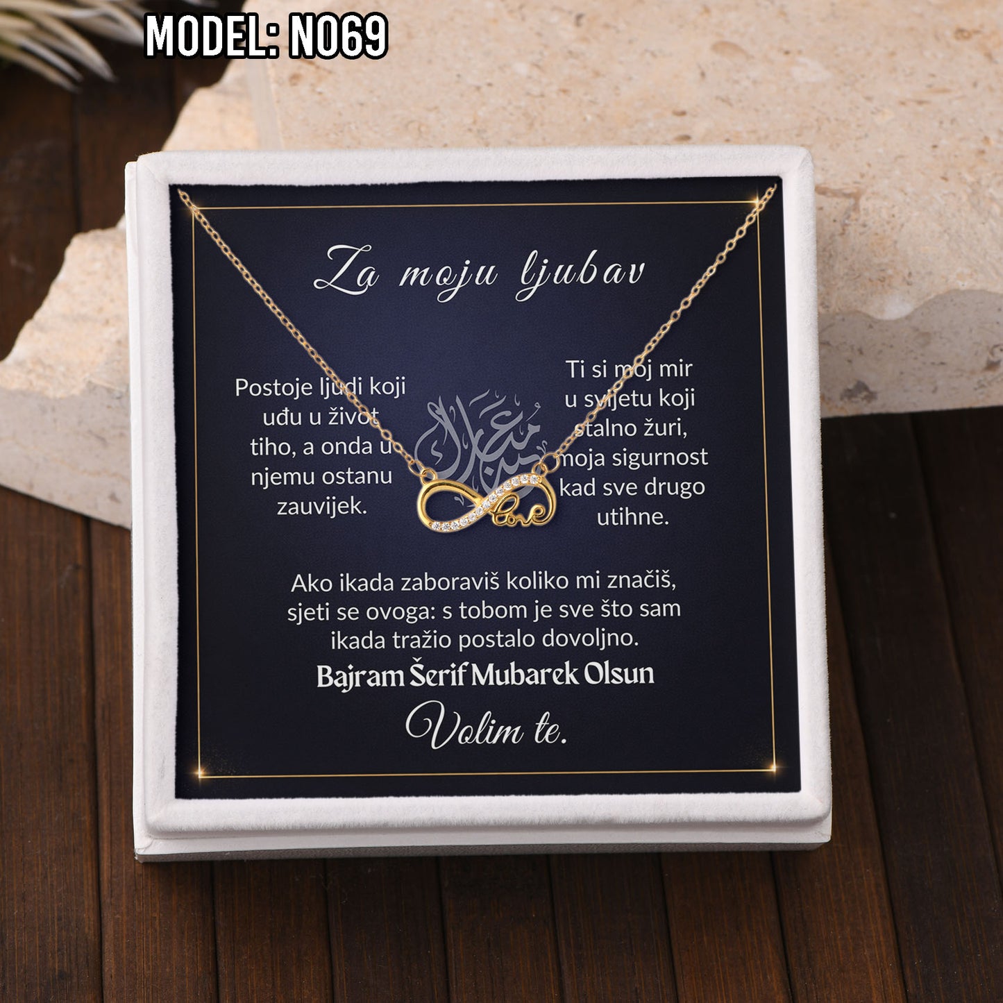 Bajramski poklon za voljenu osobu – ogrlica od 925 srebra sa porukom (18k pozlata)