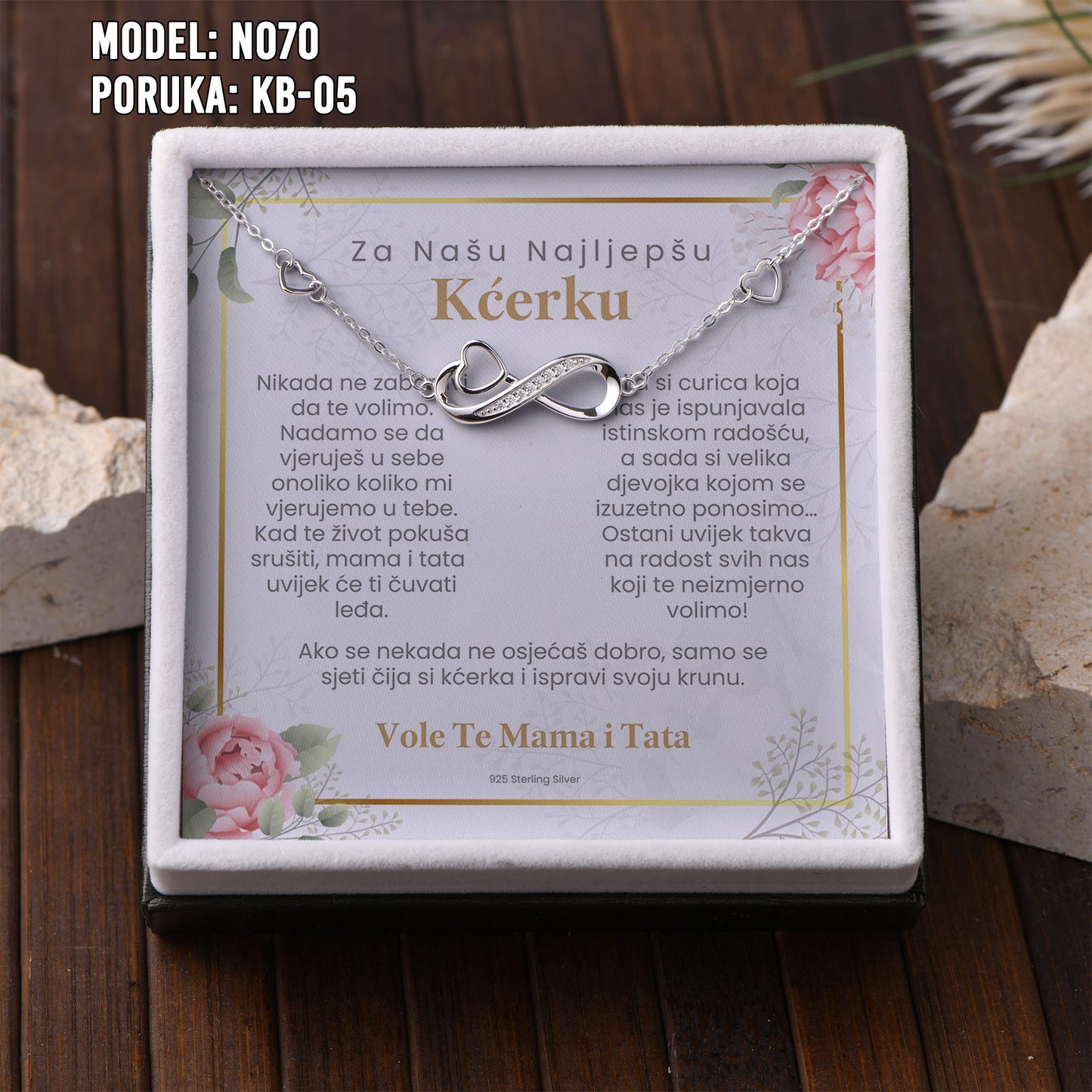 Bajramski poklon za kćerku – narukvica od 925 srebra sa personalizovanom porukom