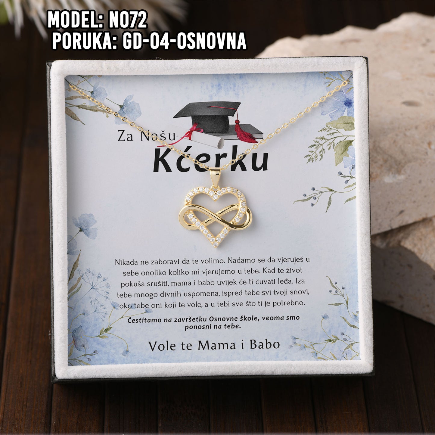 Maturski Poklon za Kćerku ili Sestru – 925 Srebrni Lančić Privjeskom (14k Pozlata)