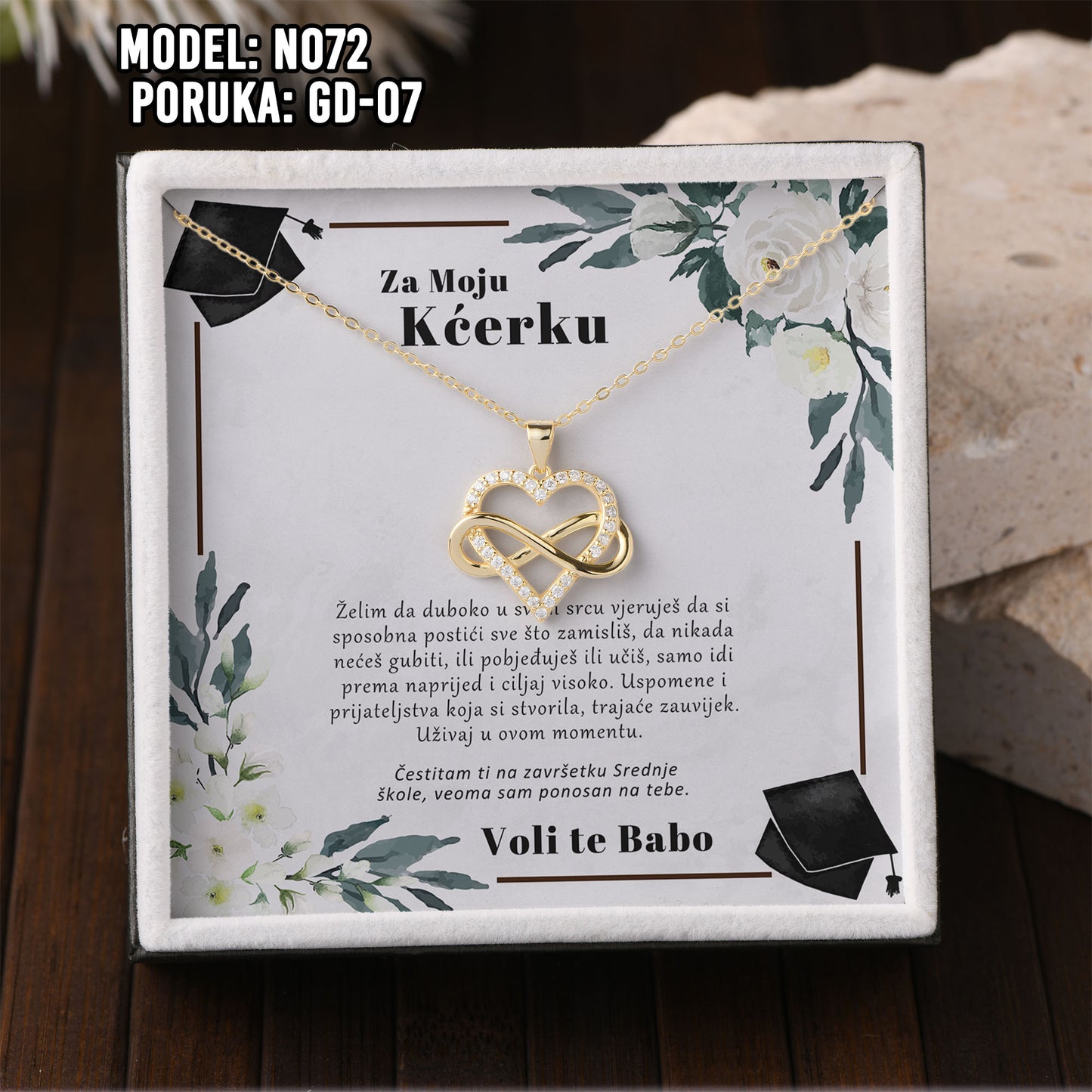 Maturski Poklon za Kćerku ili Sestru – 925 Srebrni Lančić Privjeskom (14k Pozlata)