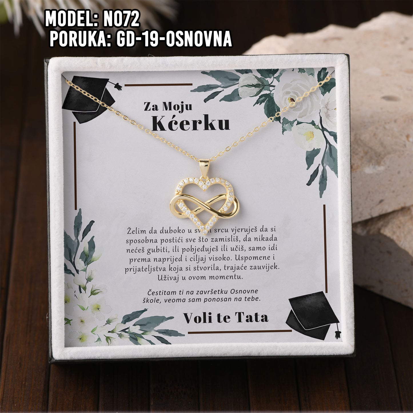Maturski Poklon za Kćerku ili Sestru – 925 Srebrni Lančić Privjeskom (14k Pozlata)
