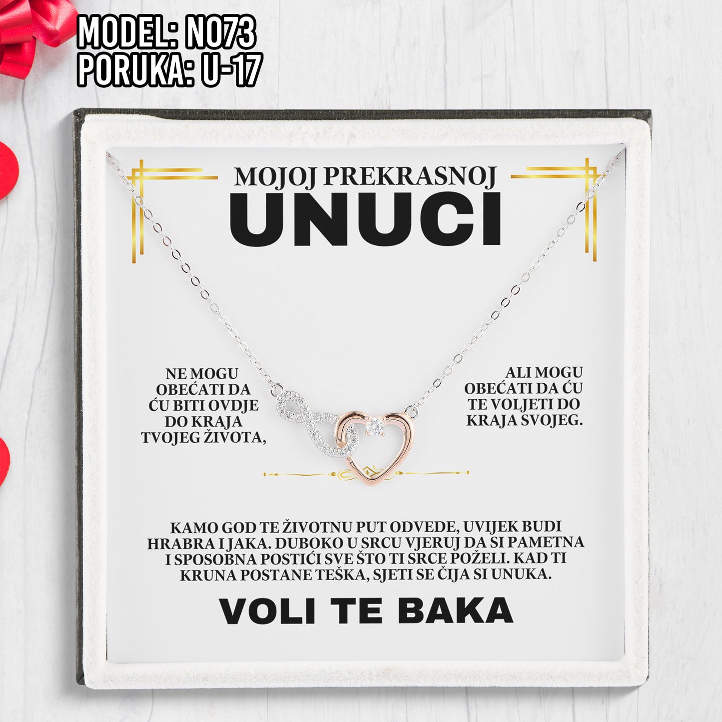 Poklon za Unuku - 925 Srebreni Lančić sa Emotivnom Posvetom