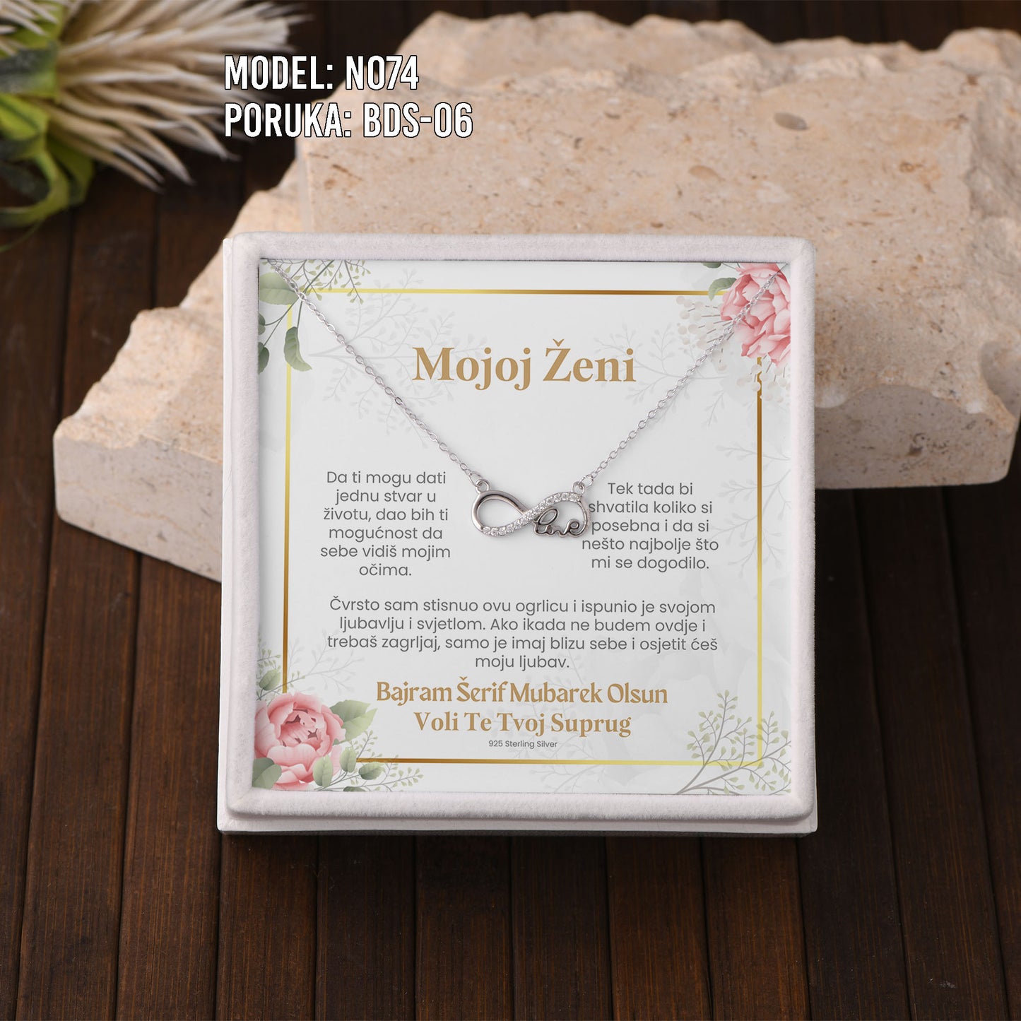 Bajramski poklon za voljenu osobu – ogrlica od 925 srebra sa porukom