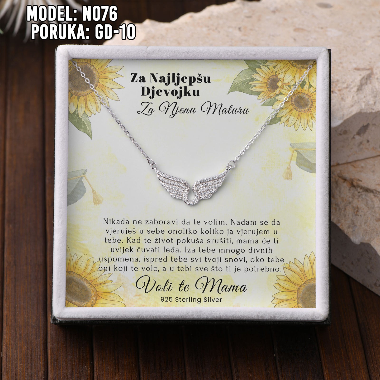 ✨ Za Našu Najljepšu Maturanticu – Ogrlica sa Anđeoskim Krilima ✨