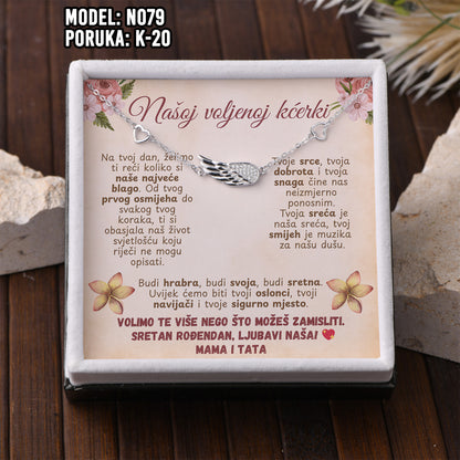 Narukvica “Krilo anđela” – Poklon za Kćerku | 925 srebro + poruka