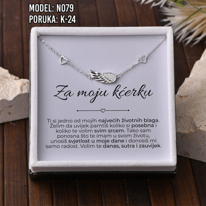 Narukvica “Krilo anđela” – Poklon za Kćerku | 925 srebro + poruka