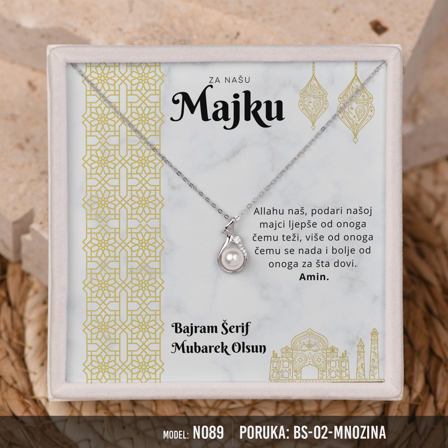 Ogrlica za Majku | Bajramski Poklon od Srca sa Porukom – 925 srebro