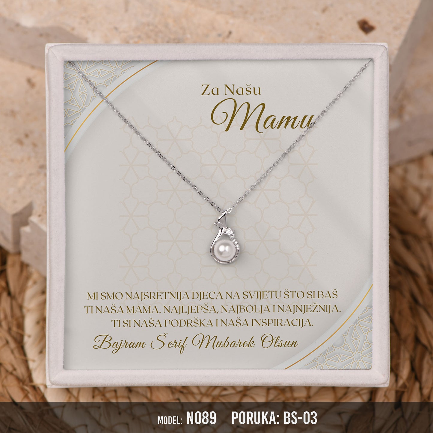Ogrlica za Majku | Bajramski Poklon od Srca sa Porukom – 925 srebro