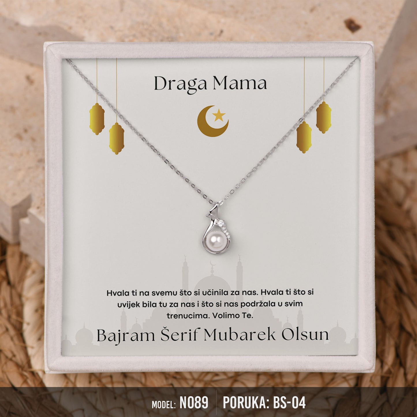 Ogrlica za Majku | Bajramski Poklon od Srca sa Porukom – 925 srebro