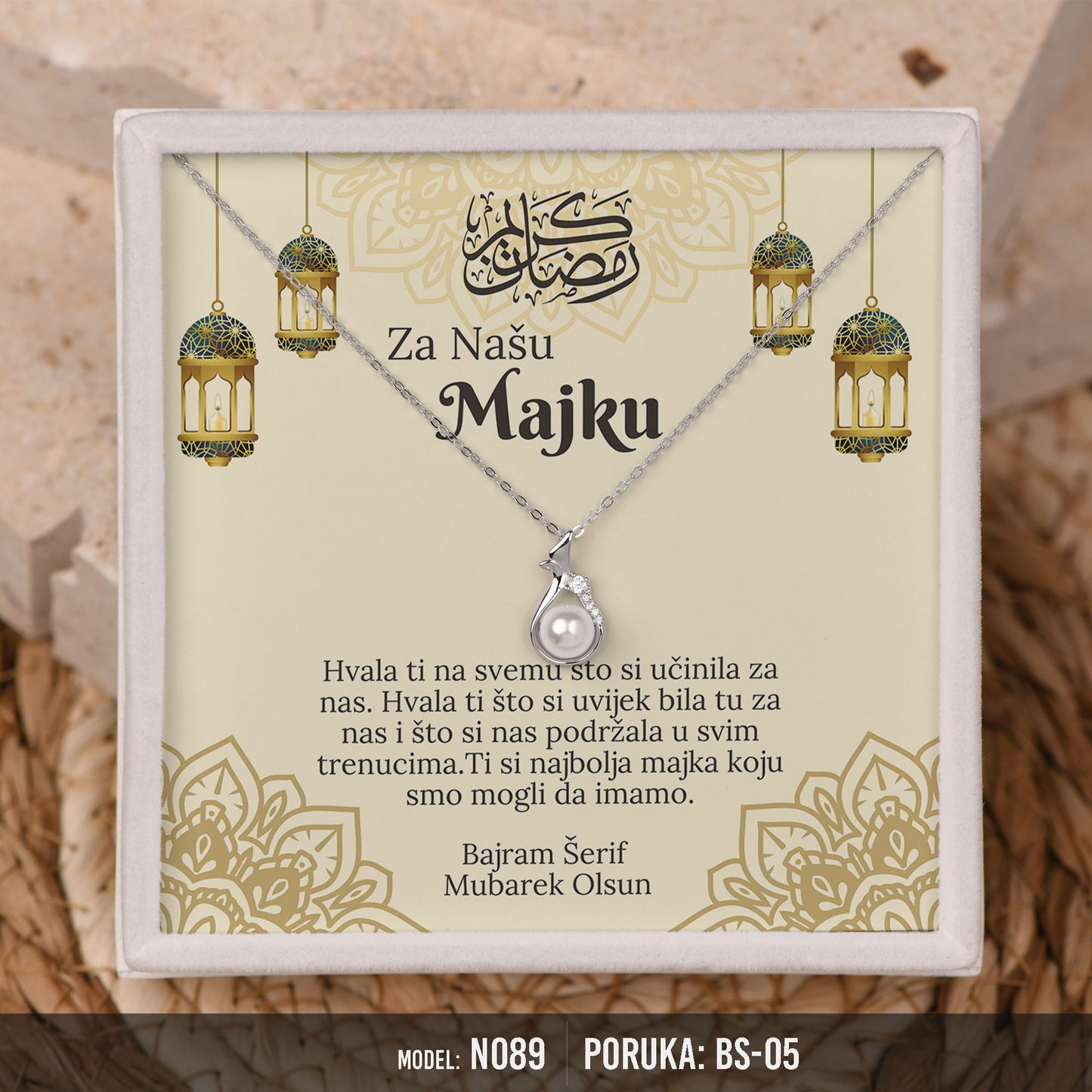 Ogrlica za Majku | Bajramski Poklon od Srca sa Porukom – 925 srebro